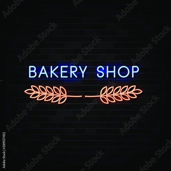 Obraz bakery shop neon sign  neon template