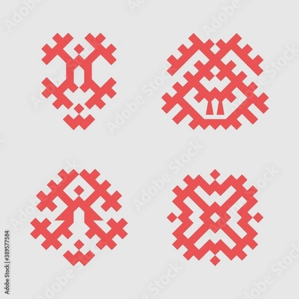 Fototapeta Patterns based on Khanty-Mansi Siberian folk ornaments set
