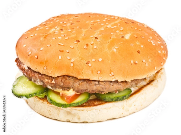 Fototapeta hamburger isolated on white