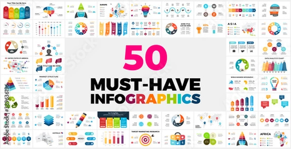 Obraz 50 infografik, które musisz mieć do prezentacji. Oferta specjalna z moimi najlepszymi szablonami graficznymi.
