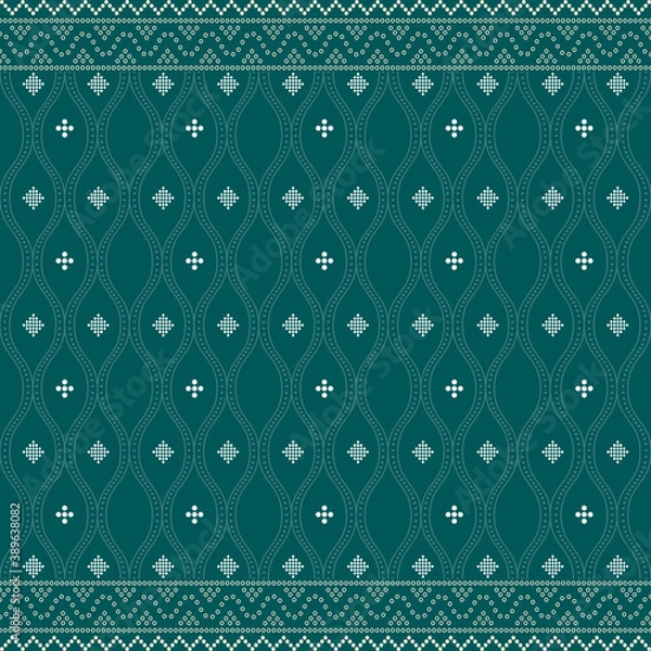 Fototapeta Seamless geometric background motif ulos batak. seamless traditional textile bandhani sari border. creative seamless indiant bandhani textures border design