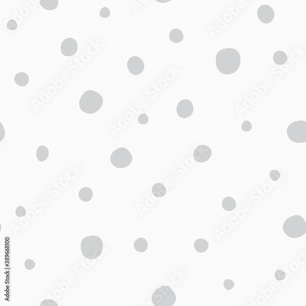 Fototapeta Cute hand drawn silver snow polka dots seamless pattern on white background. Christmas snowflakes. Great for winter fabric, textile, nursery decoration, Christmas wrapping paper, scrapbooking. Surface