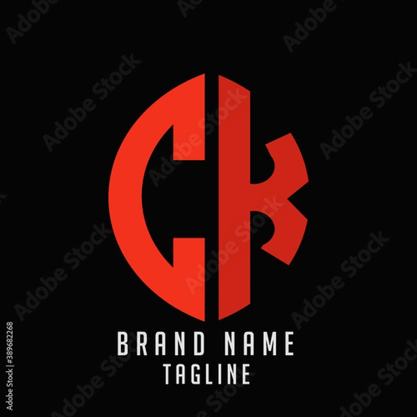 Obraz CK initials logo, name initials logo, company initials logo, person initials logo.