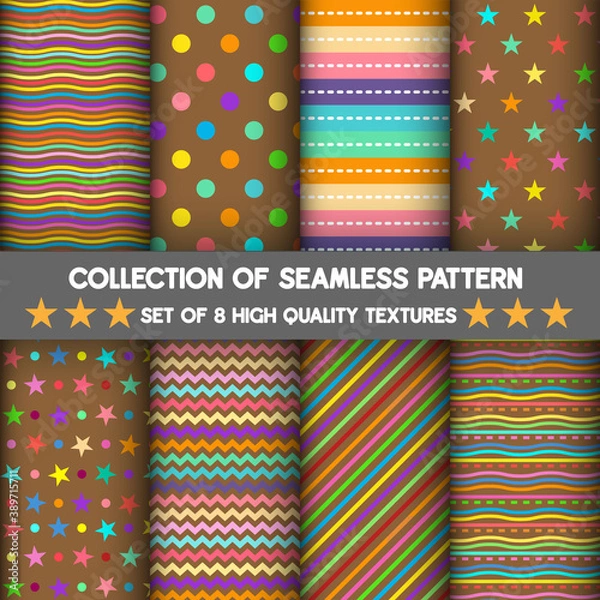 Obraz Pattern and seamless of set for rainbow and pastel background is brown.