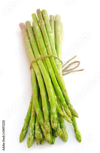 Fototapeta Bunch of fresh asparagus isolated on white background