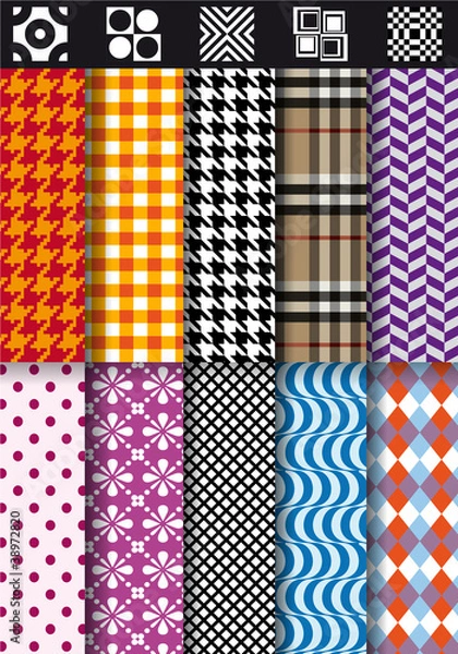 Fototapeta seamless fashion patterns, vector set