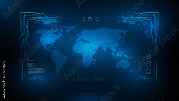 Obraz abstract digital world map technology sci fi design concept background eps 10 vector