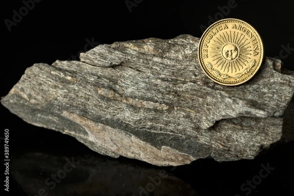 Obraz coin on a black background