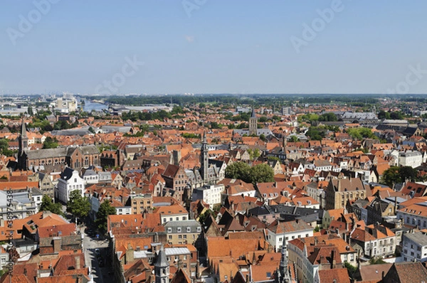Obraz Aerial view on Bruges and zeebrugge.