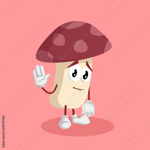 Obraz mushroom Logo mascot goodbye pose