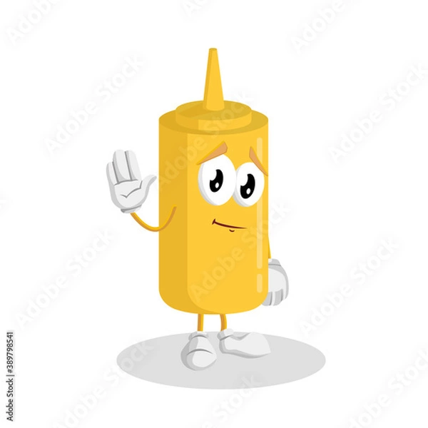 Fototapeta  Mustard Logo mascot goodbye pose