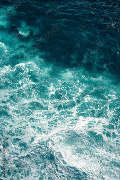 Obraz Aerial view to waves in ocean Splashing Waves. Blue clean wavy sea water
