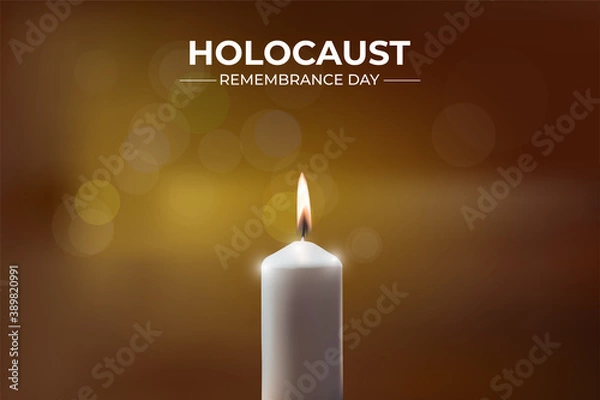 Obraz Holocaust remembrance day with candle on bokeh background.