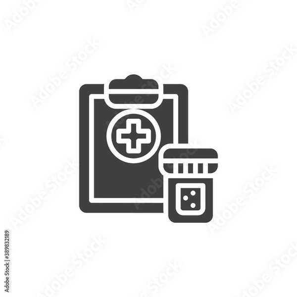 Fototapeta Medicine prescription with medicines vector icon. filled flat sign for mobile concept and web design. Medical Rx recipe glyph icon. Symbol, logo illustration. Vector graphics
