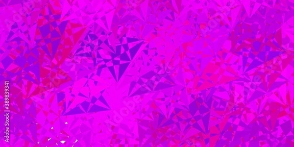 Fototapeta Dark purple, pink vector texture with random triangles.