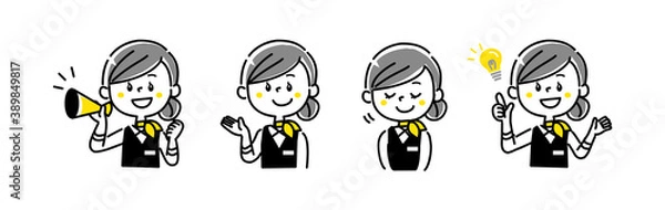 Fototapeta 窓口　案内　スタッフ女性　ベクターイラスト　