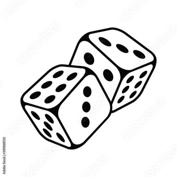 Fototapeta Pair of dice to gamble  icon, gambling icon for casino apps and websites, vector illustration