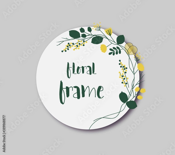 Obraz Vector frame template with flowers and typographic design elements	