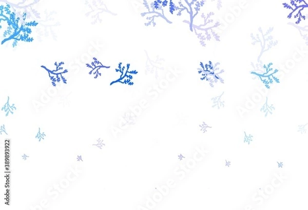 Fototapeta Light Pink, Blue vector doodle pattern with branches.
