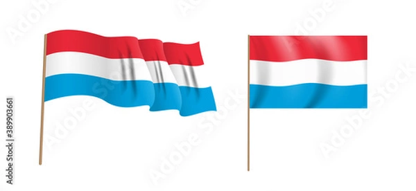 Obraz colorful naturalistic waving Luxembourg flag. Vector Illustration