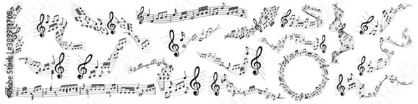 Obraz melodia nut na białym tle