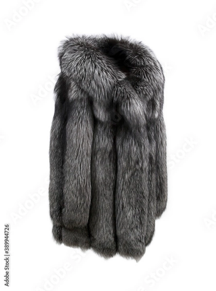 Obraz Ornate female fox fur coat isolated on white background