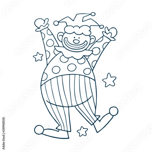 Fototapeta Coloring page with two little circus clowns performing