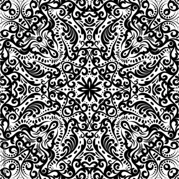Fototapeta Filigree Repeating Seamless Pattern with Transparent Background