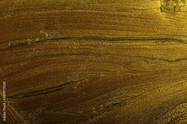 Fototapeta Beautiful stains of liquid shimmer nail polish,fluid art technique.Gold marble background.Make up concept.Fluid art,pour painting technique.Horizontal banner,can be used as backdrop for chat.