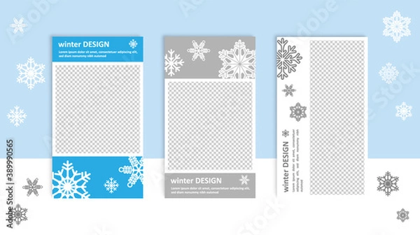 Fototapeta Social media editable post banner with winter snowflake theme, christmas, snow. Web banners for social media. Clear and simple design, vector illustration.	
