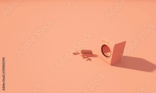 Fototapeta 3d render of modrn abstract washing machine in pastel background