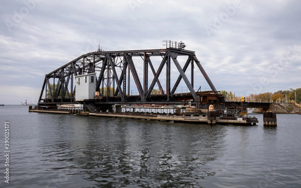 Obraz St Joseph Swing Bridge at St. Joseph river Michigan