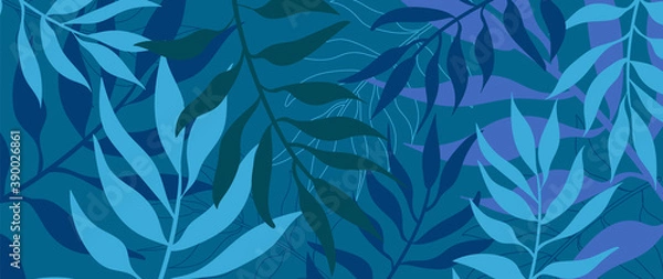 Fototapeta Tropical leaf Wallpaper, Luxury nature leaves pattern design, Golden banana leaf line arts, Hand drawn outline design for fabric , print, cover, banner and invitation, Vector illustration..