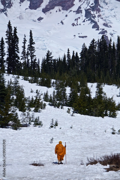 Obraz 雪と僧侶
