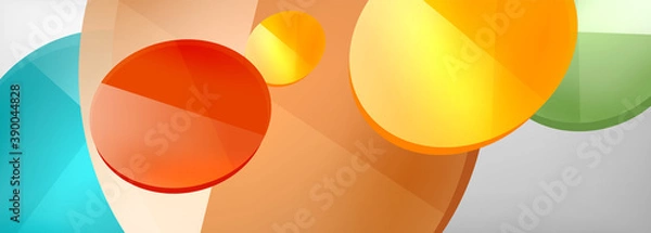 Fototapeta Abstract glossy round shapes vector background. Vector futuristic illustration for covers, banners, flyers and posters and other