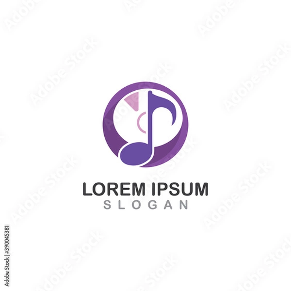 Fototapeta Music Graphic Design Note web logotype. Abstract music logo icon template