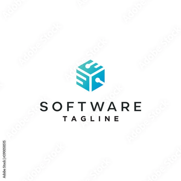 Fototapeta Vector Cube For Technology Logo Design Template