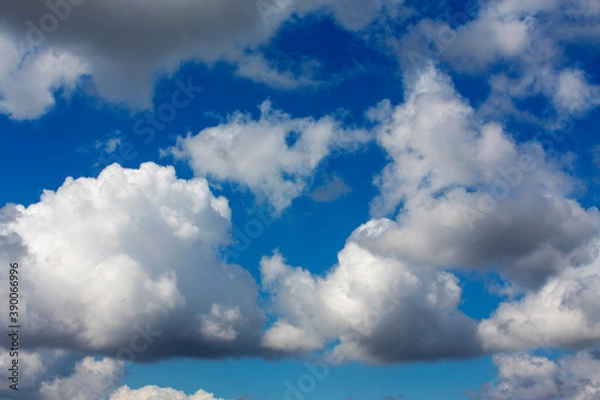 Fototapeta White clouds cumulus floating on blue sky for backgrounds concept