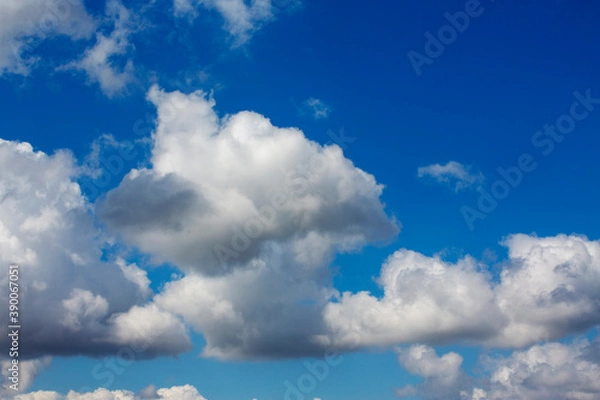 Fototapeta White clouds cumulus floating on blue sky for backgrounds concept