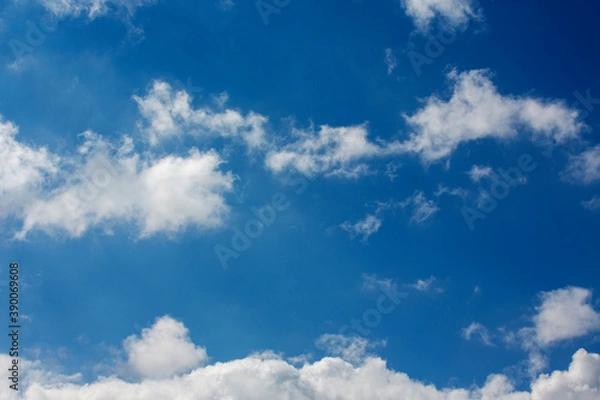 Fototapeta White clouds cumulus floating on blue sky for backgrounds concept