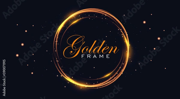 Fototapeta Abstract golden shiny frame with sparkles