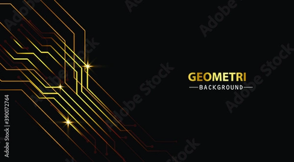 Obraz Digital gold circuit lines technology background design