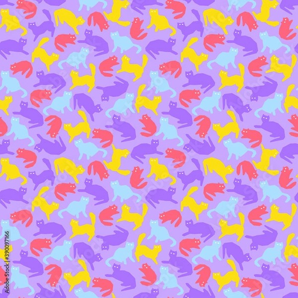 Obraz Seamless multicolored pattern with cats

