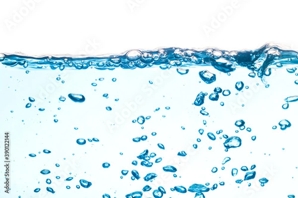 Fototapeta Background of Water wave isolated on white background with air bubble.