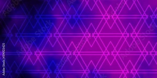 Fototapeta Dark Purple, Pink vector pattern with lines, triangles.