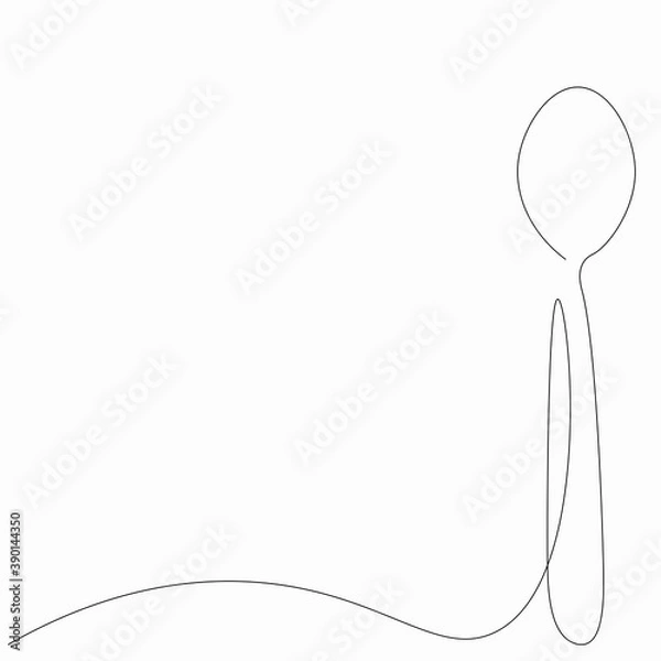 Fototapeta Spoon silhouette line drawing vector illustration