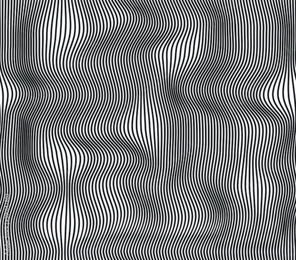 Fototapeta Moire seamless holographic vector background. Moire texture wavy lines optical illusion abstract background. TV screen effect. Distorted shapeful lines wallpaper.
