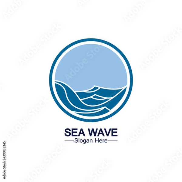 Fototapeta Water wave logo template icon vector illustration design. Wave In Circle Shape