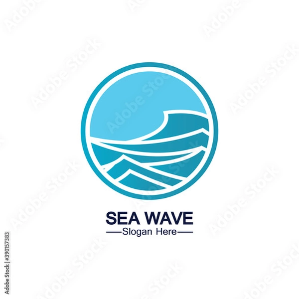 Fototapeta Water wave logo template icon vector illustration design. Wave In Circle Shape
