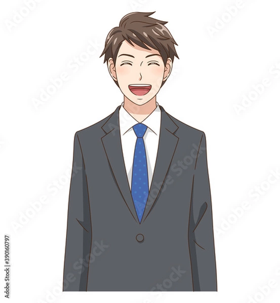 Obraz にっこり笑顔のスーツの若い男性